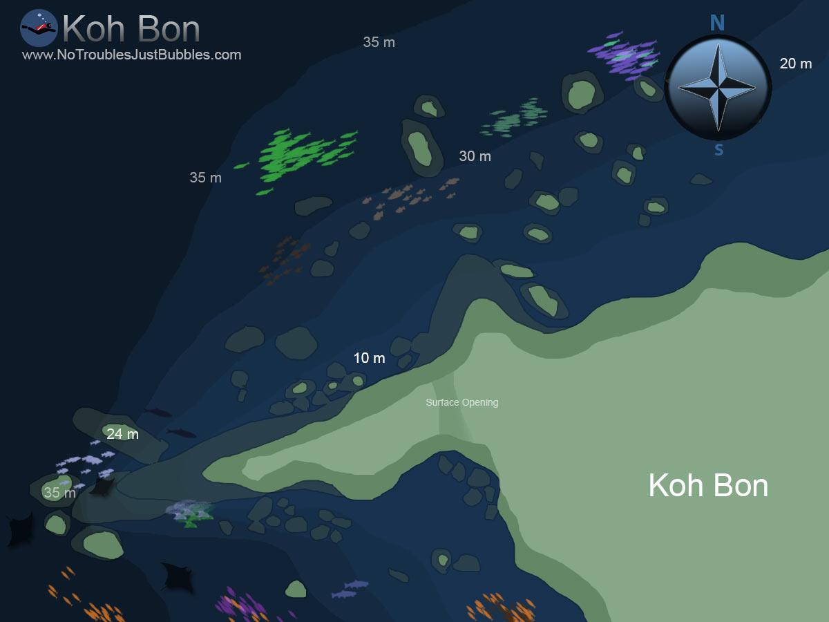 Koh Bon scuba dive site map