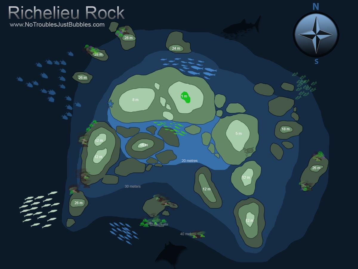 richelieu rock scuba dive site map