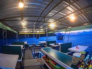 Dining area onboard similan quest liveaboard dive boat